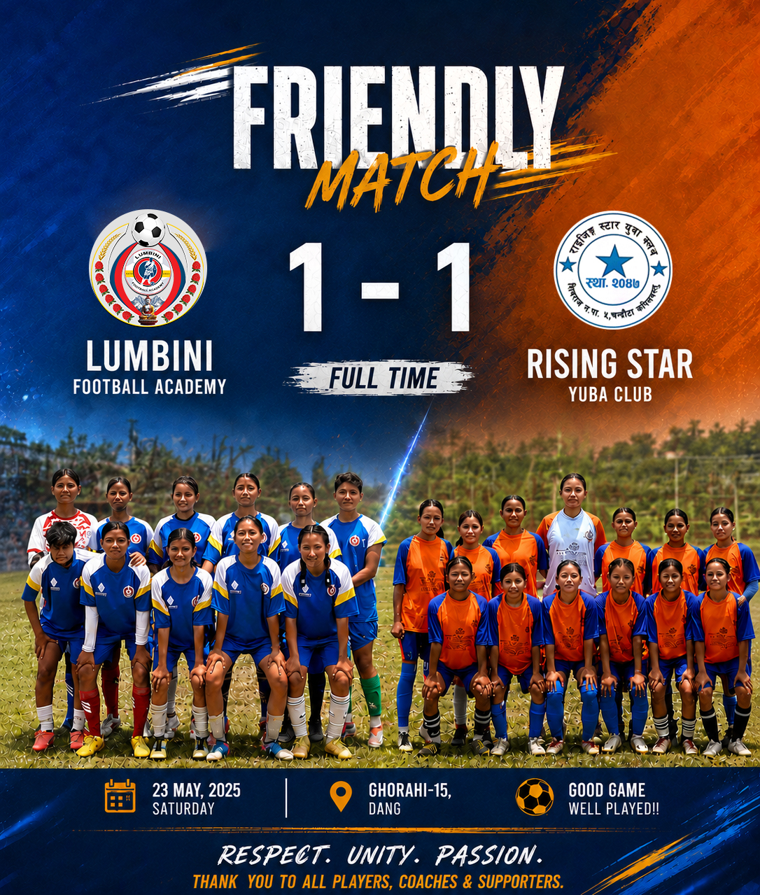 Full Time Friendly Match – Lumbini Football Academy vs Rising Star Yuba Club